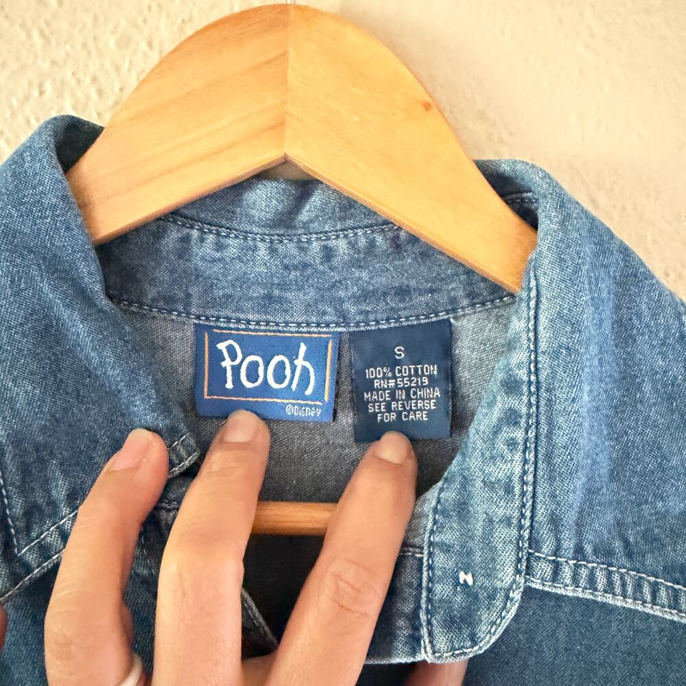 Vintage Disney denim button down shirt featuring Winnie the pooh embroidery - Picture 5 of 8
